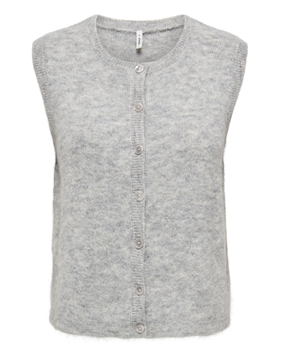 Only - ONLAllison Button Strik Vest - Light Grey Melange